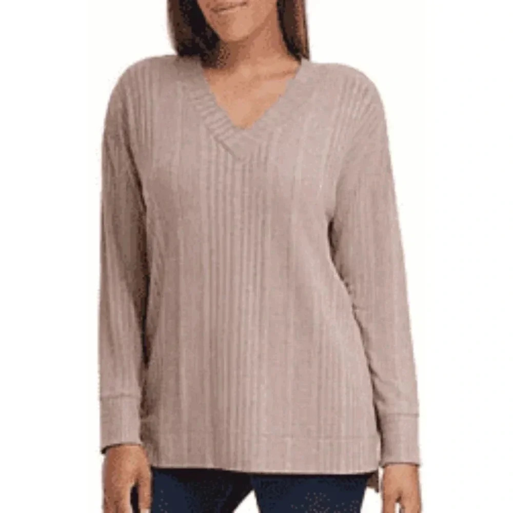 Andrew Marc Brown‎ V-neck Ribbed Top Size Large 1K